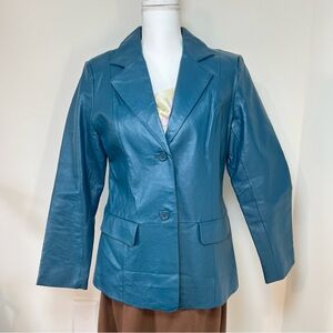 Chadwick’s 1980-90s Vintage‎ Teal Blue Genuine 100% Leather Jacket 🦋🌀